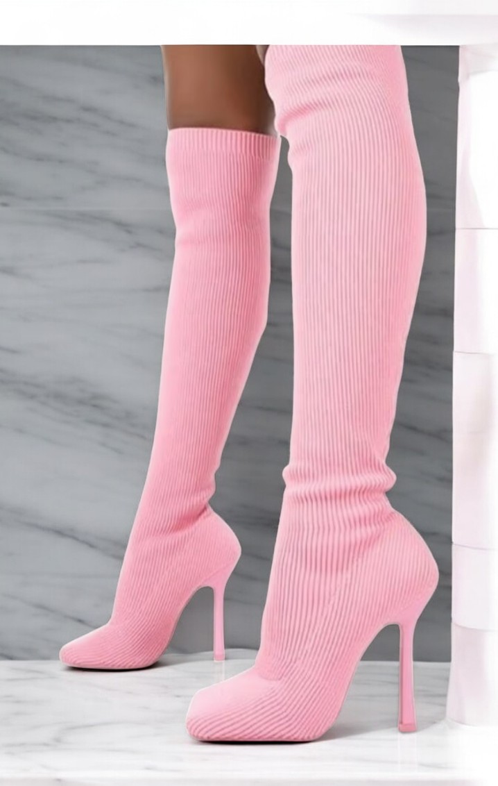 Pink Over The Knee Heeled Boots2 Photoroom